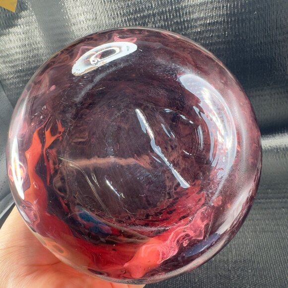 Mid Century Amythest Purple Glass Wavy Vase Fluted Wavy Swung Top Optic Vase VTG - Picture 4 of 11